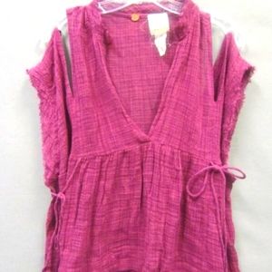 💕FREE PEOPLE RASPBERRY PEASANT BLOUSE SIZE S